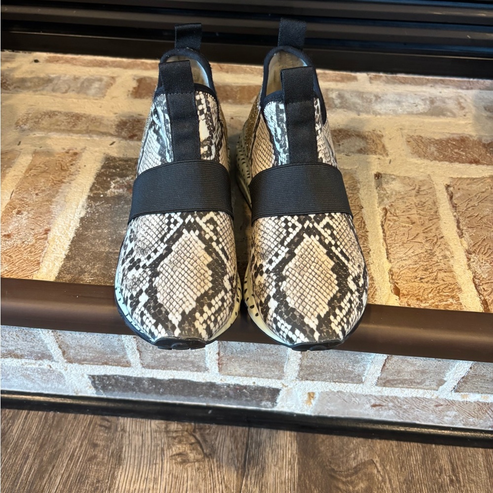 Snakeskin Slip-On Sneakers with Black Straps